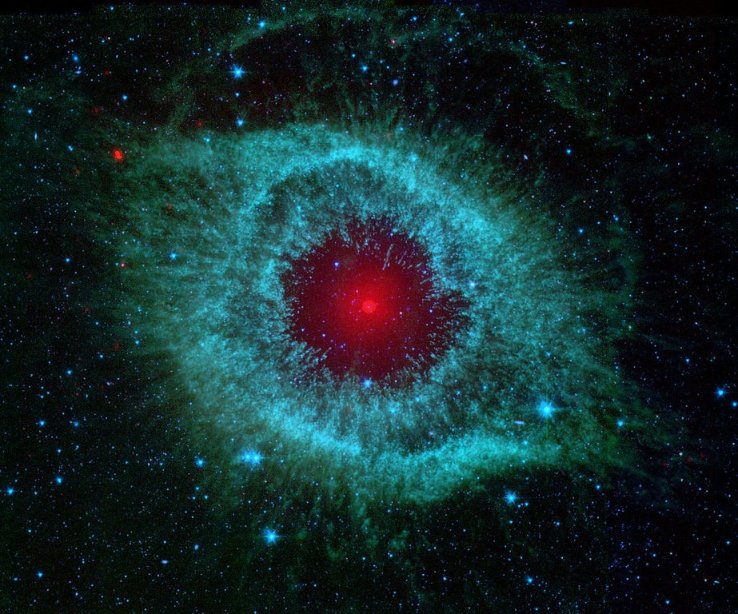 konstructivizm's tweet photo. Infrared false-color version of the Helix Nebula taken by the Spitzer Space Telescope in 2007 https://t.co/PFbEyRCVD3
