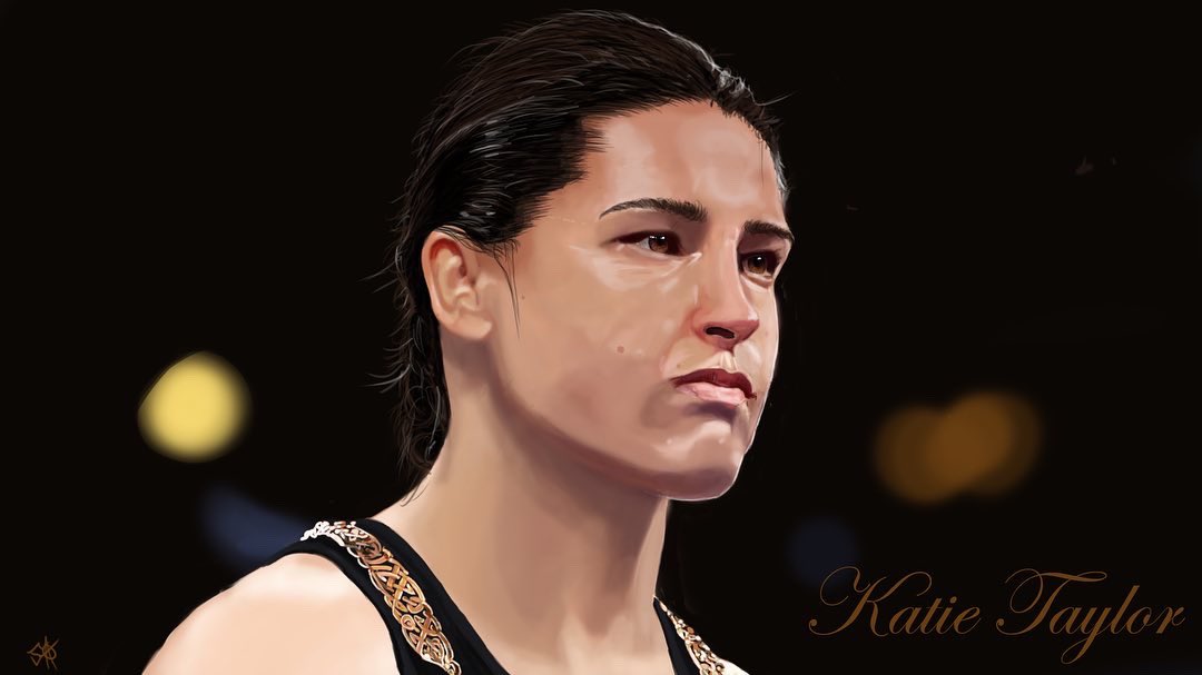 seanbobaggins's tweet photo. Ní féidir ach leis na guaillí is láidre súil an náisúin a iompar.- only the strongest shoulders can carry the hopes of an Nation. Here’s a painting I did of @KatieTaylor. #art #irishartist #boxing #katietaylor #painting #ireland https://t.co/eb0qt98Vvc