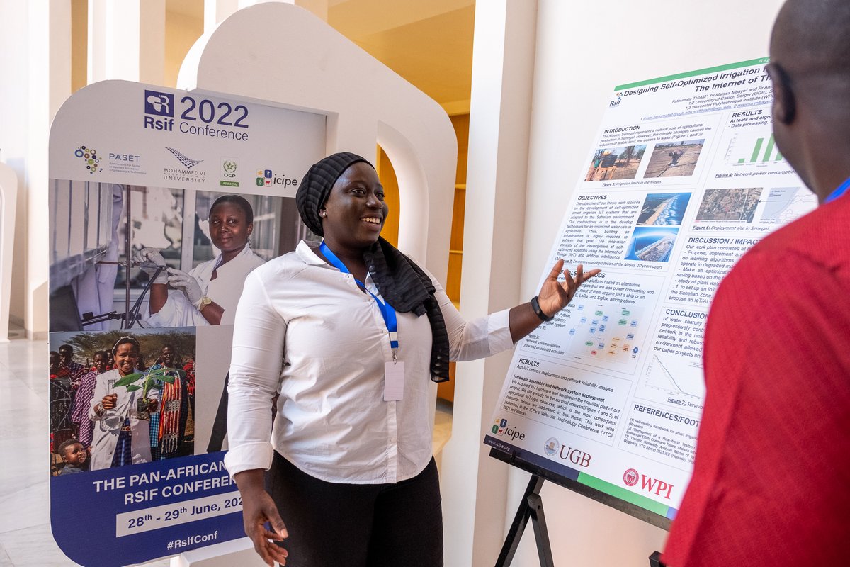 PasetRsif's tweet photo. [NEWS] Climate-smart solutions can drive green growth in Africa. Read more  https://t.co/EMbwmIWAkf

In the photo,RSIF Scholar @_fthiam  makes a poster presentation titled "Designing Self-Optimized Irrigation In The Sahel Area Based on The Internet of Things​" during #RsifConf https://t.co/J8u4owzSAm