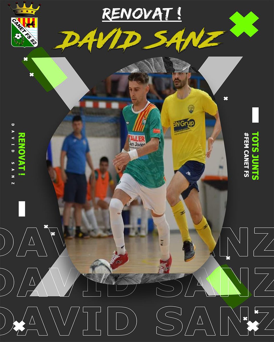 RENOVACIÓ SÈNIOR A / TEMPORADA 22-23
David Sanz, continuarà una temporada més al Canet FS
Està clar que el vincle entre el Canet i en David és tant fort que no pot jugar a futbol sala en un club que no sigui a casa seva.
Ja en són 15 les temporades que porta en David a Canet.