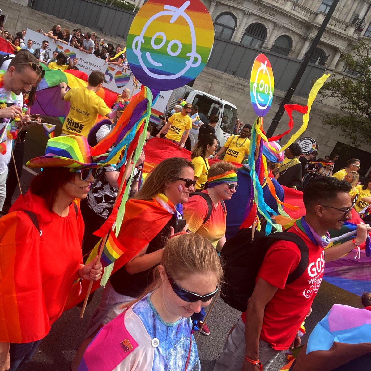 Great Ormond Street Hospital for Children (@greatormondst) on Twitter photo 2022 marks 50 years since the first @LondonPride. On Saturday, over 40 members of our fantastic team helped lead the parade through central London, proudly celebrating our LGBTQ+ friends, colleagues, patients and their families, and allies too. 🌈 💙
<a href="/PrideAtGOSH/">Pride at GOSH</a> #NHS 2022 marks 50 years since the first @LondonPride. On Saturday, over 40 members of our fantastic team helped lead the parade through central London, proudly celebrating our LGBTQ+ friends, colleagues, patients and their families, and allies too. 🌈 💙
<a href="/PrideAtGOSH/">Pride at GOSH</a> #NHS