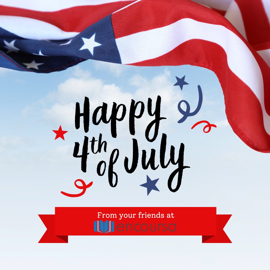 encoursa's tweet photo. Happy 4th of July from your friends at Encoursa! 
We hope you are enjoying the Independence Day holiday with family and friends!🇺🇸 https://t.co/AiKDYzDAiC