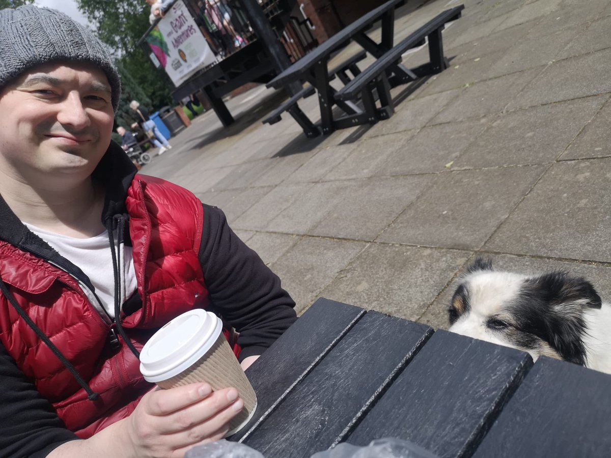 BillFarrell2's tweet image. She’s eyeing up my Coffee 
Your Hyper Enough Zigs
#DogLover #walkies #cutenessoverload #walking #CoffeeTime