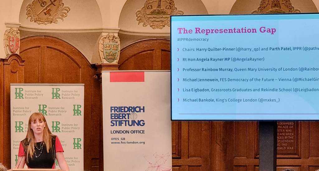 labourunionsuk's tweet photo. Inspiring speech from @AngelaRayner at @IPPR meeting on 'The Representation Gap'.

We need more working class people in politics because public life should represent the public.

#class https://t.co/LSfBd4wuEC