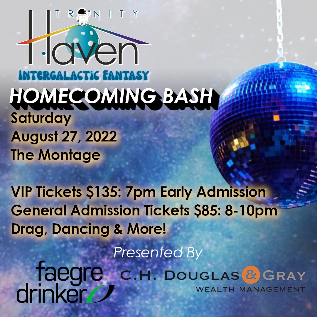 Join us for our annual Homecoming Bash! It will be out of this world. Get your tickets now: trinityhavenindy.org