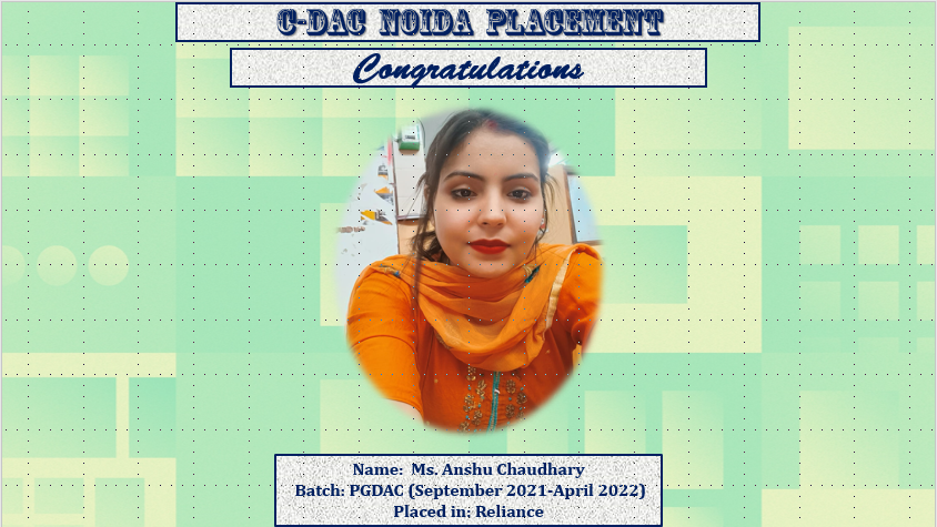 "A dream does not become reality through magic; it takes sweat, determination, and hard work" Congratulations to our PGDAC batch student (PGDAC September 2021-April2022)...#PGDAC #CDAC #CDACNOIDA #DAC #Placement2022 #freshers2021 #NOIDA #freshers2022 #CCAT #CCATSEPTEMBER2022