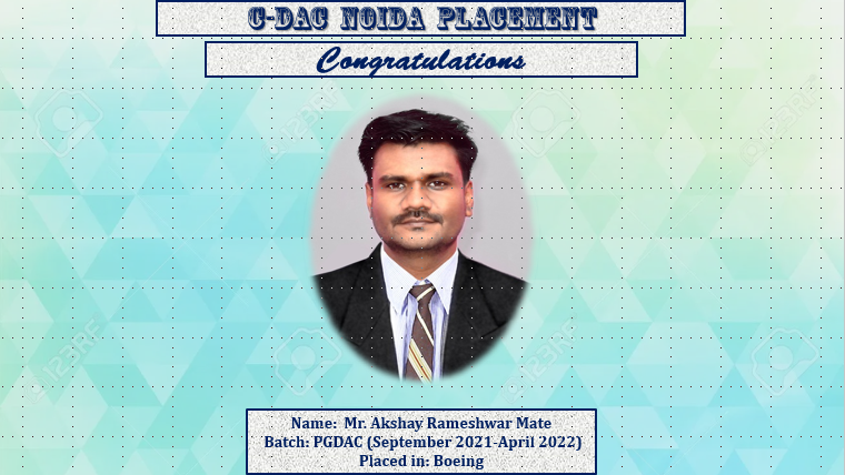 "Work and you’ll get what you need; work harder and
 you’ll get what you want" Congratulations to our PGDAC batch 
student (PGDAC September 2021-April2022)...#PGDAC #CDAC 
#CDACNOIDA #DAC #Placement2022 #freshers2021 #NOIDA #freshers2022 #CCAT #CCATSEPTEMBER2022 #freshers 
#CCAT