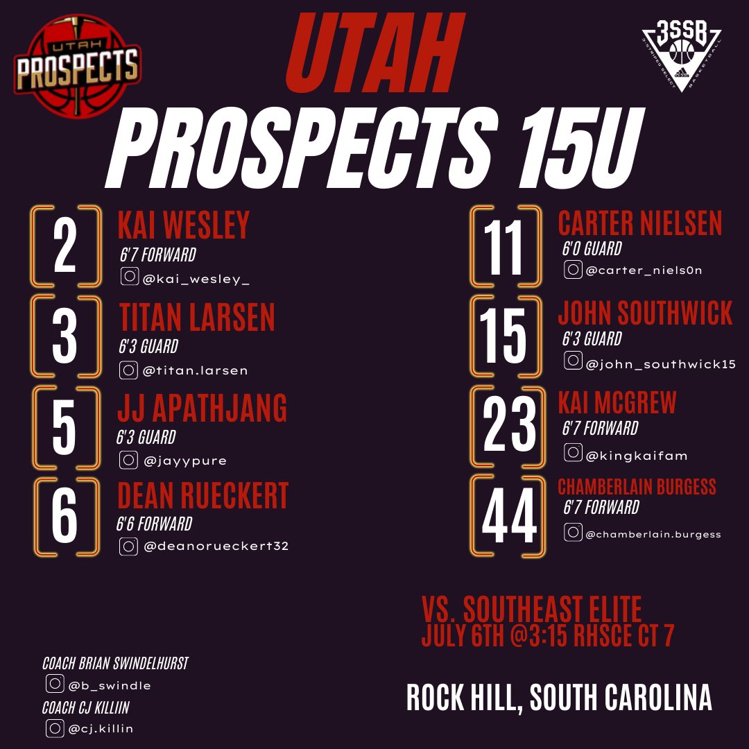 15s roster for #3SSB Summer Championships.