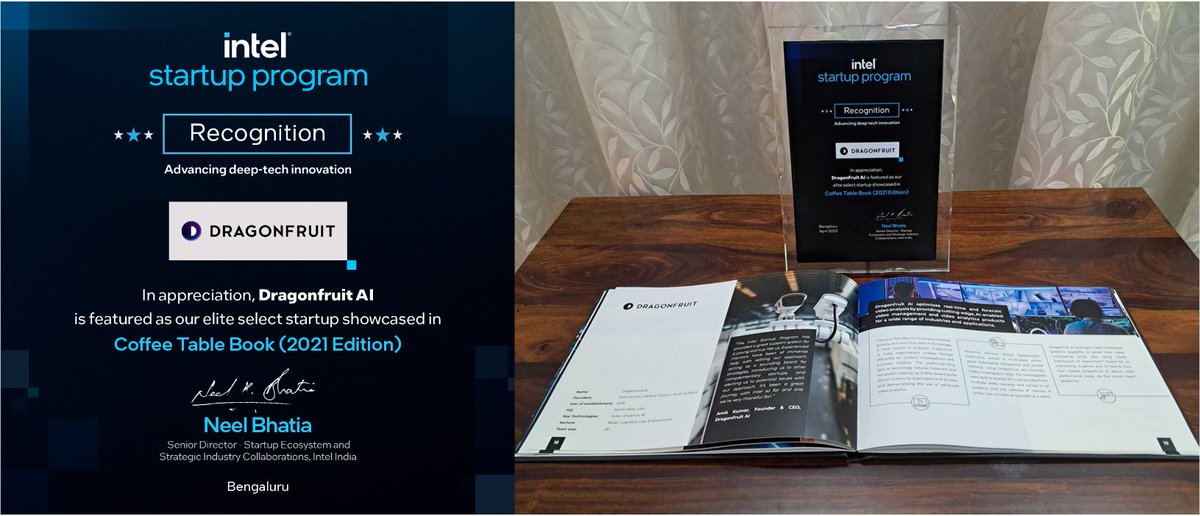 dragonfruitai's tweet image. We’re thrilled to be recognized as an elite select startup in the @Intel Startup Program! Many thanks to Neel Bhatia and Ashok Chadavarkar and the entire team at the #IntelStartupProgram for their recognition and all their support! bit.ly/CTBook2021