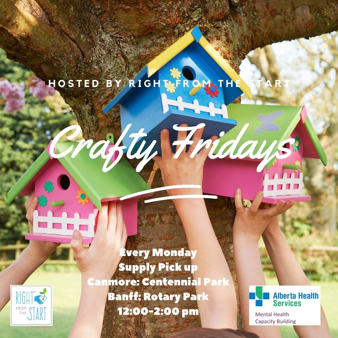 Right from the Start's Summer Programming starts TODAY! 

Meet us at the park this afternoon (12pm - 2pm) to pick up your Crafty Supplies kit and then join us online on Friday to do the craft together. No registration needed.

Pick-up locations: Centennial Park and Rotary Park