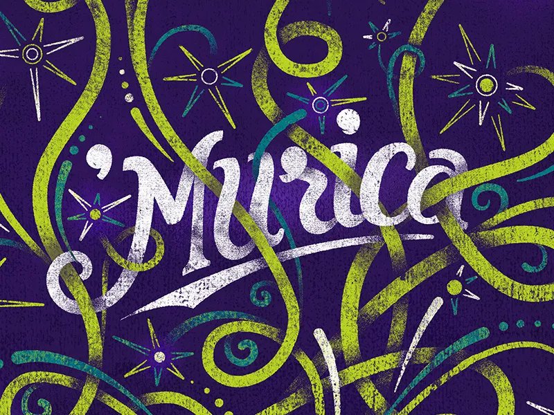 dribbble's tweet image. ’Murica by Steve Semanchik – buff.ly/3A5Plws

#lettering #letteringinspiration #handlettered #typedesign #typography #4thofjuly #july4th #murica #dribbblers