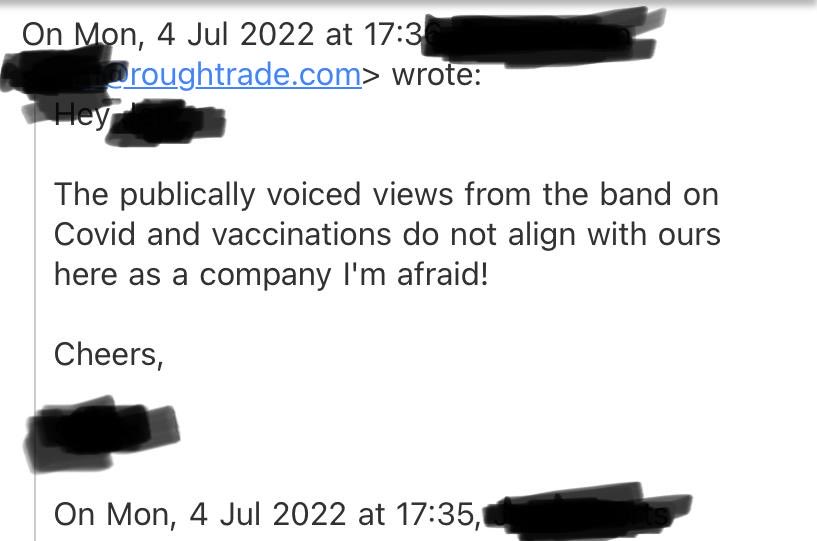 Our book signing has just been refused by ⁦<a href="/RoughTrade/">Rough Trade</a>⁩ ⁦<a href="/RoughTradeRecs/">Rough Trade Records</a>⁩ for the reasons stated in their email below. 👇👇👇👇👇👇👇Clearly freedom of speech and freedom of conscience is not something they support. 😂🤡