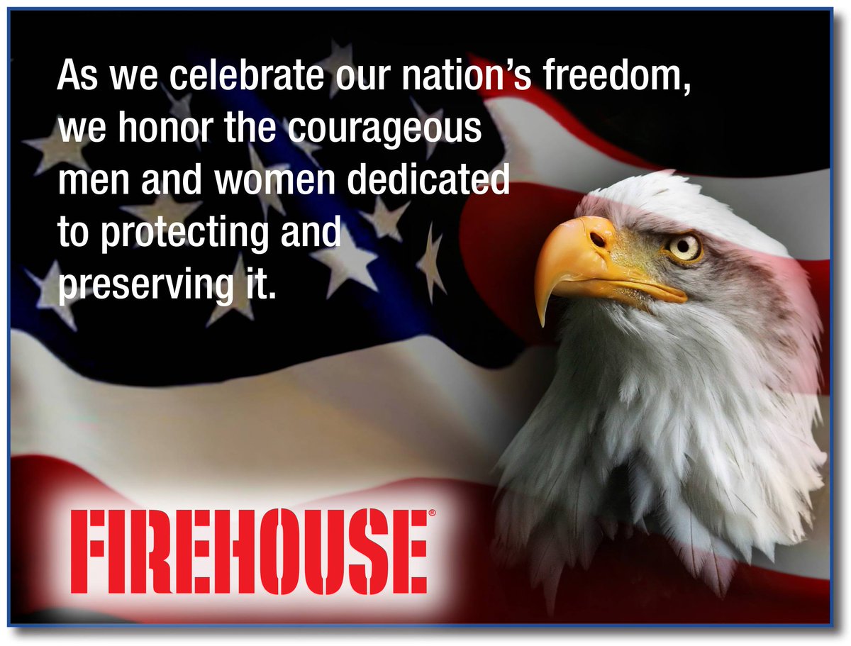 FirehouseNews's tweet photo. From all of us here at Firehouse, we wish you a Happy Fourth of July. We would like to offer a special thank you to those who are protecting their communities today.
#IndependenceDay #4thofJuly #Happy4thOfJuly #Safe4thOfJuly https://t.co/5gGYZlhrYo