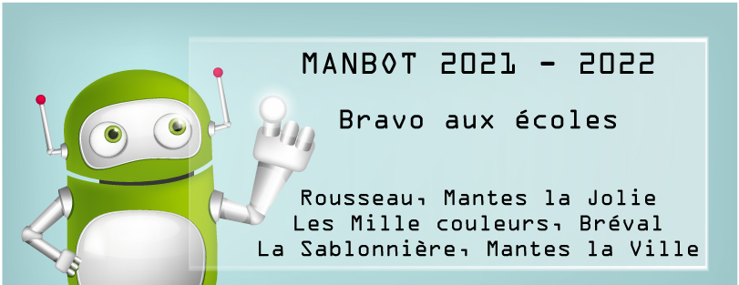 EducaNumerique's tweet photo. Le challenge robotique #Manbot 2022 est terminé.
Bravo aux écoles Rousseau de @ManteslaJolie_  les Mille couleurs de Bréval et La Sablonnière de @Mantes_la_Ville qui ont réalisé les défis proposés !
@xfontanges @Erun78_Mantes https://t.co/IT3LIkoeAq