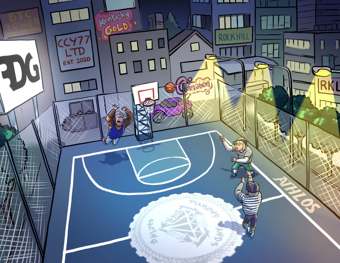 Breaking: in partnership with <a href="/DHR_raceteam/">Diamond Hands Racing</a>, joint with Rock Hill, CCY77 Ltd, and in conjunction with 3DG, I have purchased land and built a practice court on the east side of Athlos.  While other <a href="/RumbleKongs/">Rumble Kong League</a> try on jerseys/pose for pictures, my guys put in work! #Artkongtest