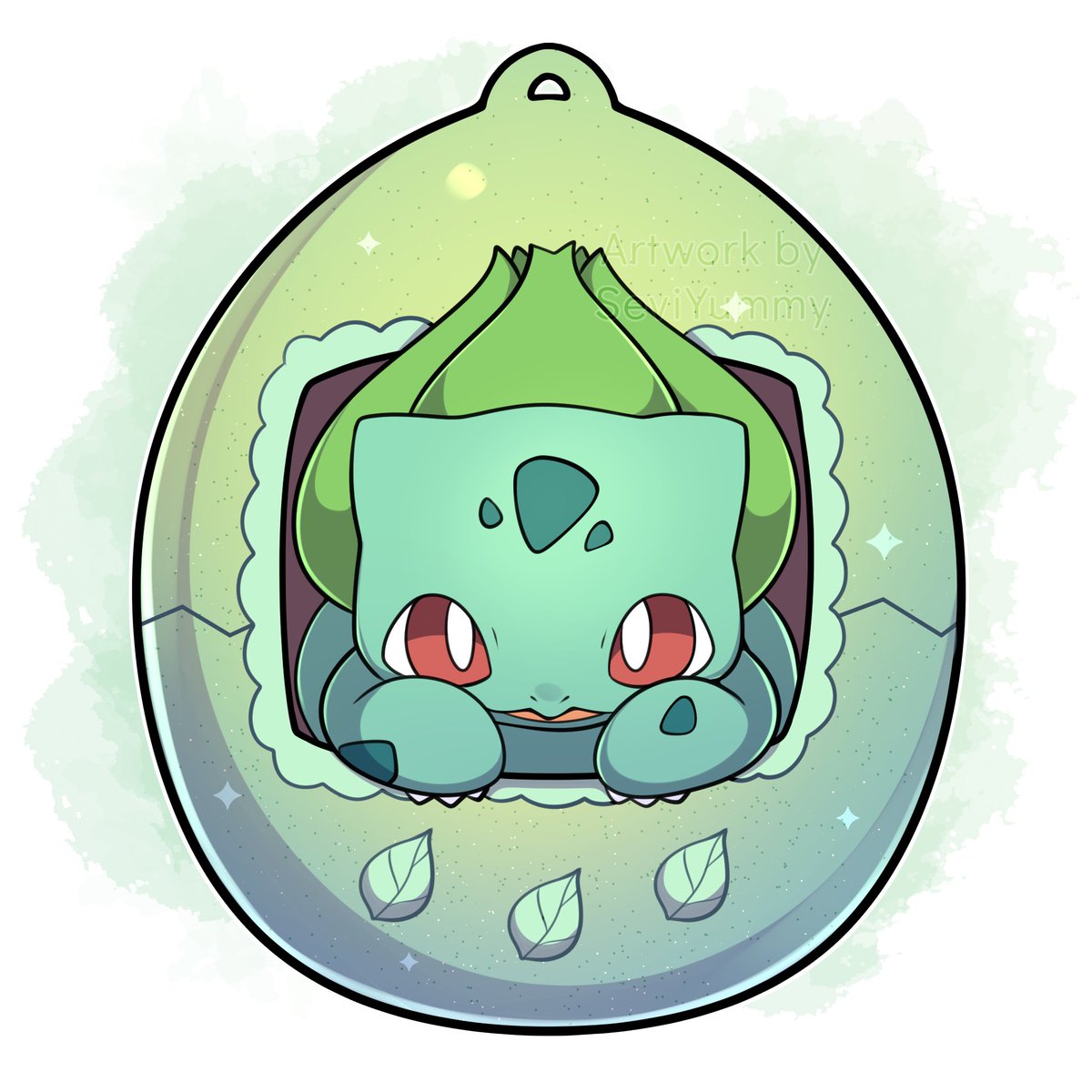 bulbasaur no humans pokemon (creature) white pupils bright pupils solo red eyes open mouth  illustration images