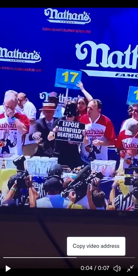 mndcats's tweet image. I took a screen shot from the video circulating .

The handheld sign says "mithfield" but I think it says.    s mithfield 's 

Nice sign and nice mask.
And color coordinated too.