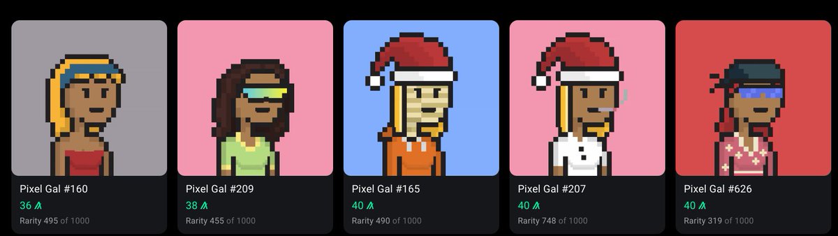 RogerMa95197435's tweet photo. Staking for a chance to win #Algo each week?
With @PixTrate you can!
These #PixelGals are a decent rank too. Lots more to come from this project.
LINK: https://t.co/QwQEgWO0tV
#AlgoNFTS #AlgoFam #AlgorandNFTS https://t.co/Ys6pkhjr2O