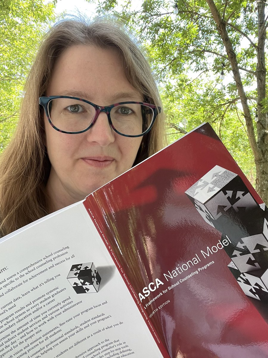 amandablloyd's tweet photo. If I can’t be at the American School Counselor Association National Conference, at least I can brush up on the latest edition of the ASCA National Model. #WorkSmarter #ASCA #HereforMyStudents #DolphinDaysOfSummer #ReadingSelfie @DixieMagnet https://t.co/akDiZuG2So