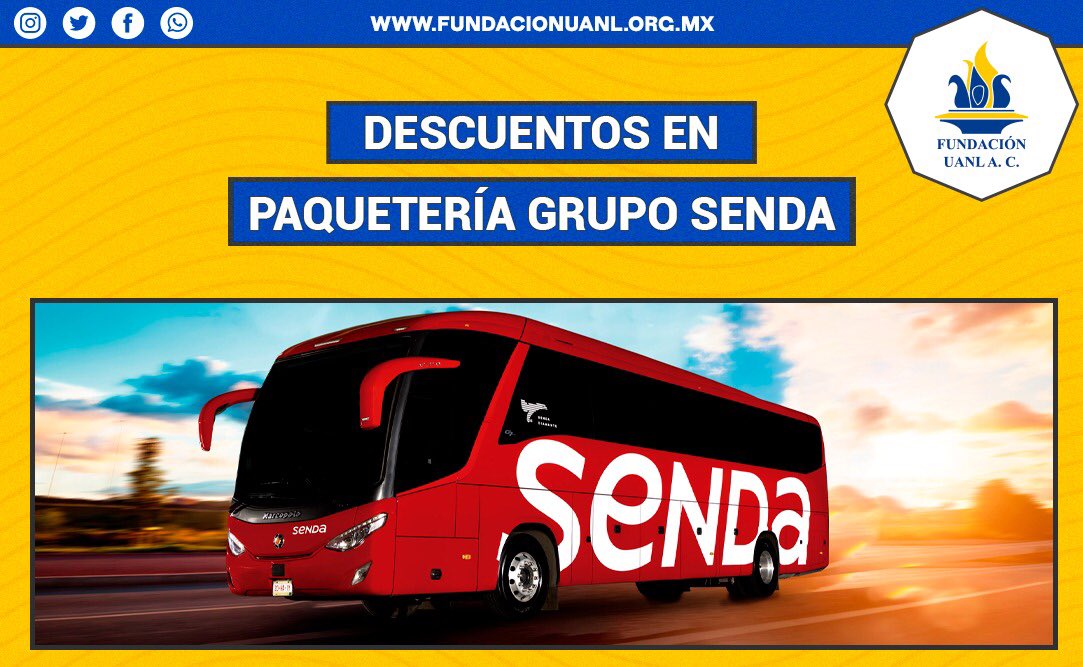 <a href="/gruposenda/">Grupo Senda</a> y Fundación UANL se unen en el impulso de la educación a través de descuentos en los departamentos de paquetería y transporte a los estudiantes de la UANL. 

Para donar: 
fundacionuanl.org.mx

#JuntosCambiandoVidas #FundaciónUANL #SomosUni
