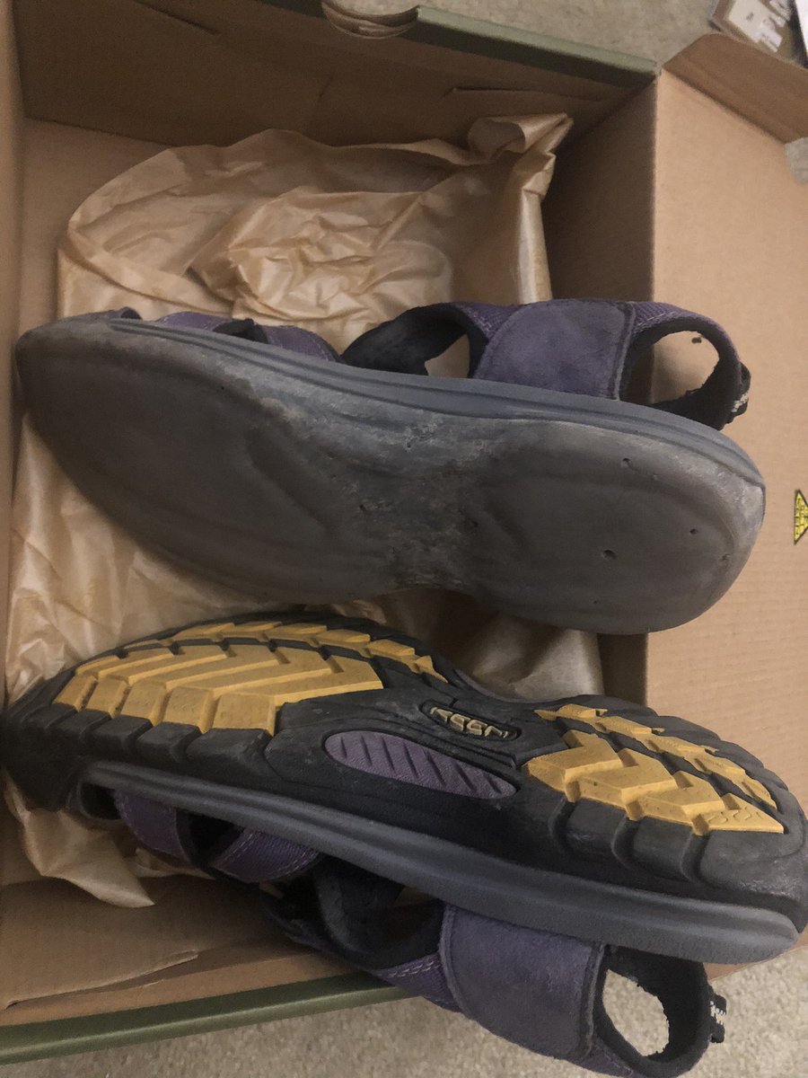 onevoyager's tweet photo. @KEEN Oh my most favorite sandals bite the dust and sort of blew apart 😥. Hiking one day, lost sole the next. #keen #veniceh2 https://t.co/w4BWRy6bkS
