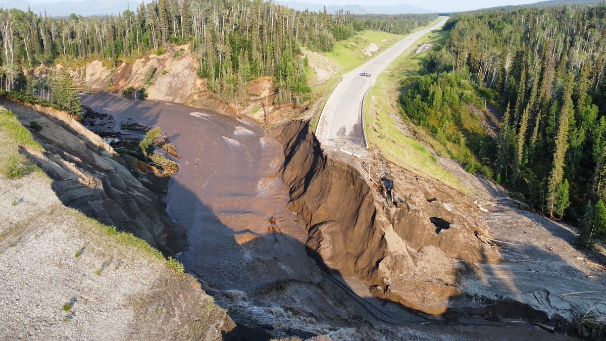 Liard River has washed out Hwy 97 in northern BC. Now there is only one way to the Yukon and it's rustic. #BCstorm photo by Joe Ray Skrha #BritishColumbia #Yukon #Alaska