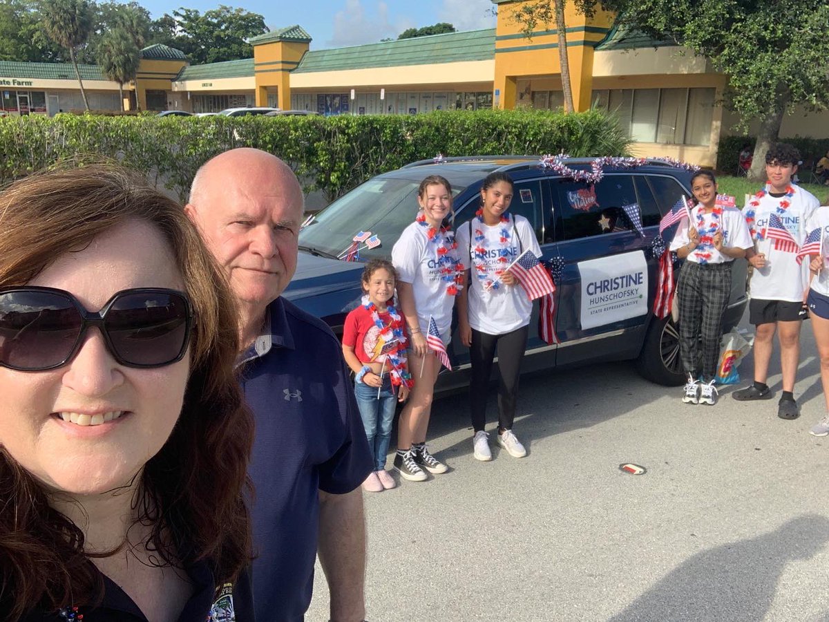 CHunschofsky's tweet photo. So glad to have my husband and our office interns join me in the City of Margate July 4 parade! Wishing everyone a safe and Happy 4th of July! 🇺🇸 https://t.co/OazNOGy46I