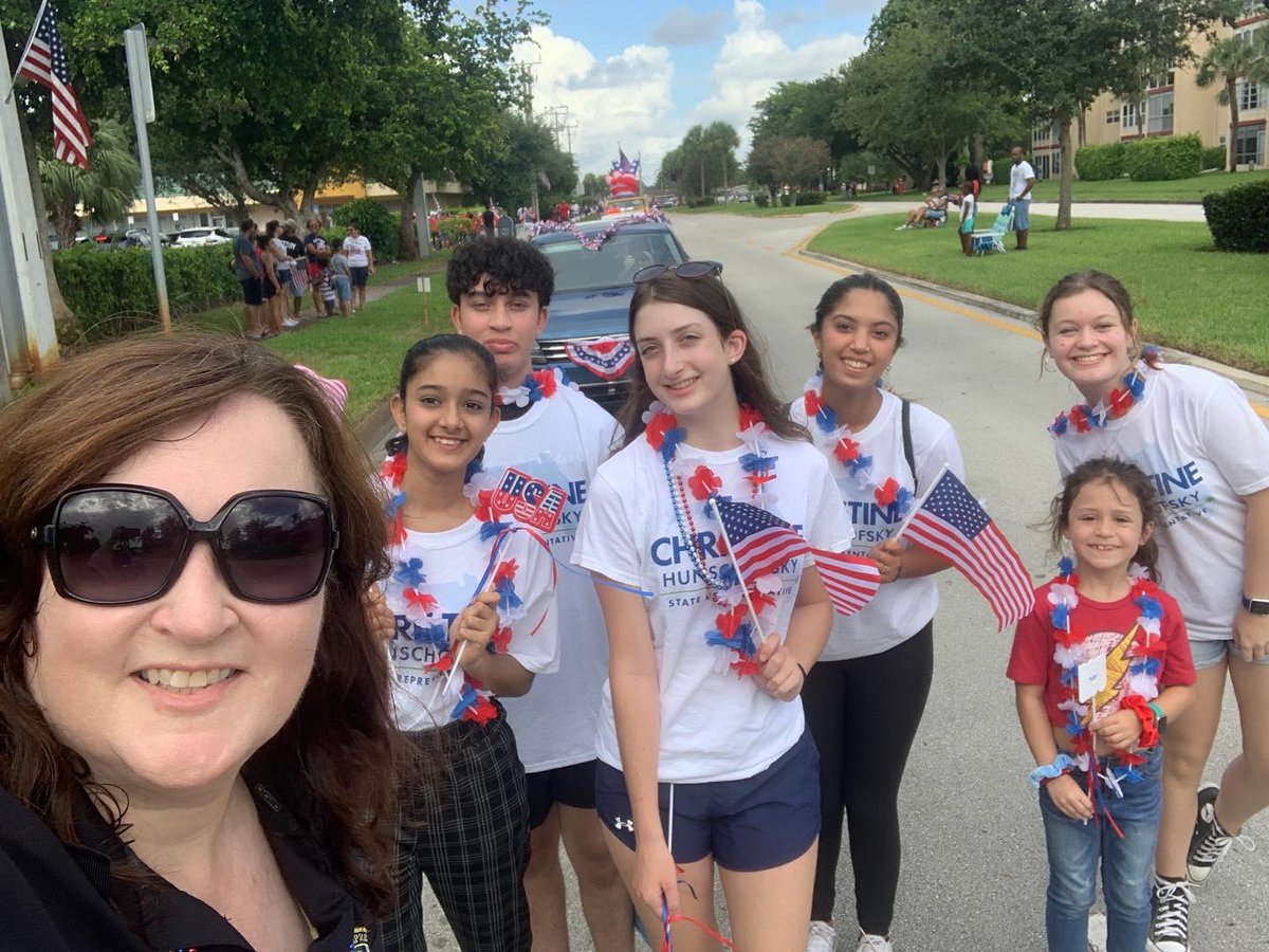 CHunschofsky's tweet photo. So glad to have my husband and our office interns join me in the City of Margate July 4 parade! Wishing everyone a safe and Happy 4th of July! 🇺🇸 https://t.co/OazNOGy46I