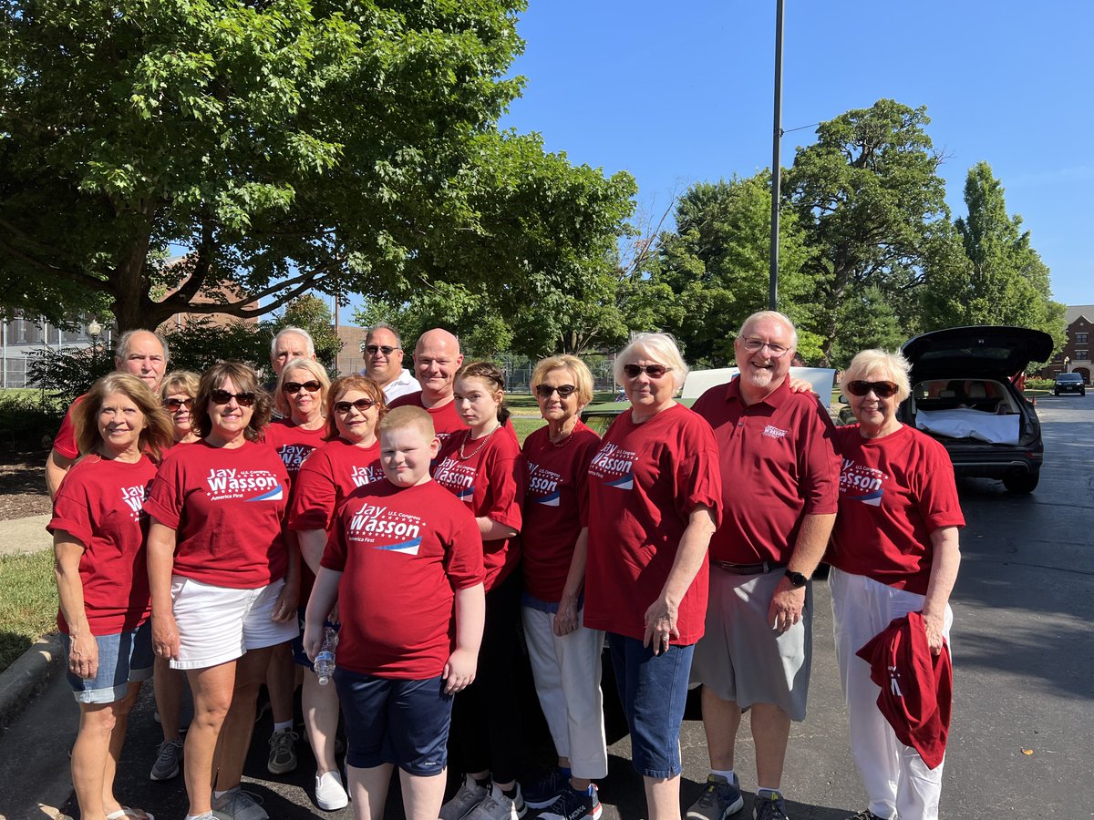 jaywasson's tweet photo. It was so fun to be in Springfield this morning, celebrating Independence Day with a great crew! If one thing is clear - folks have had it! I’ll work to stop runaway spending, balance the budget, secure the border, and get our country on the right track. https://t.co/pPYzoJf7cn