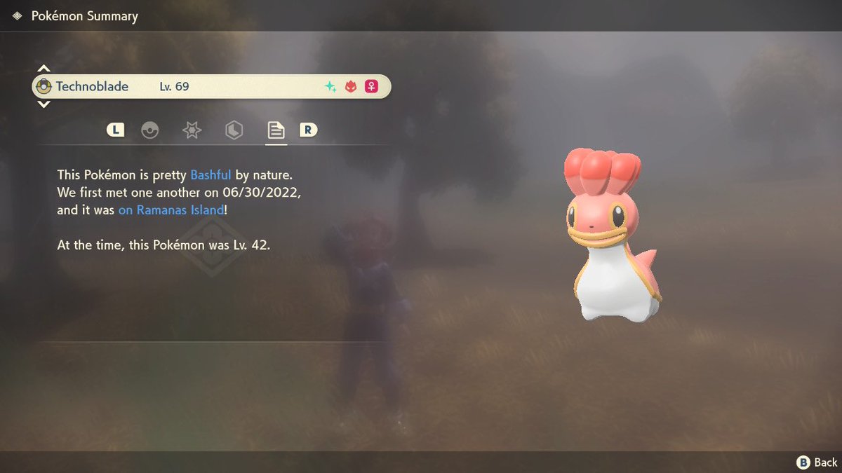 SHCrook's tweet image. I forgot to post this, but I found a shiny Alpha Shellos shortly before I found out about the passing of Technoblade. May he rest peacefully.