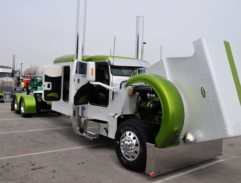 TheTruckWarrior's tweet photo. Wow 🤯💚
#peterbilt #semitruck #custom https://t.co/rRzFMSrFwK