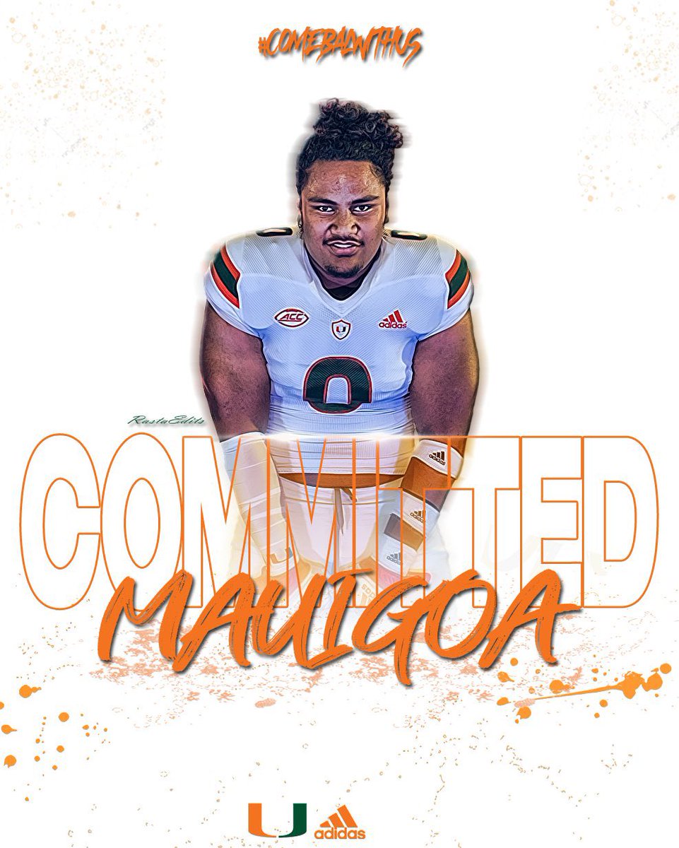 StockXRecruiter's tweet photo. 🚨🚨COMMITTED🚨🚨 5 ⭐️ IMG Academy OL @FrancisMauigoa commits to Miami. The top 10 player in the country gives his pledge to Coach Mirabal and Coach Cristobal. The 6’5 330lbs American Samoa native gives Miami their 12th pledge, and inches closer to a top 5 class. #GoCanes 🟠🟢 https://t.co/o2lPD28tCd