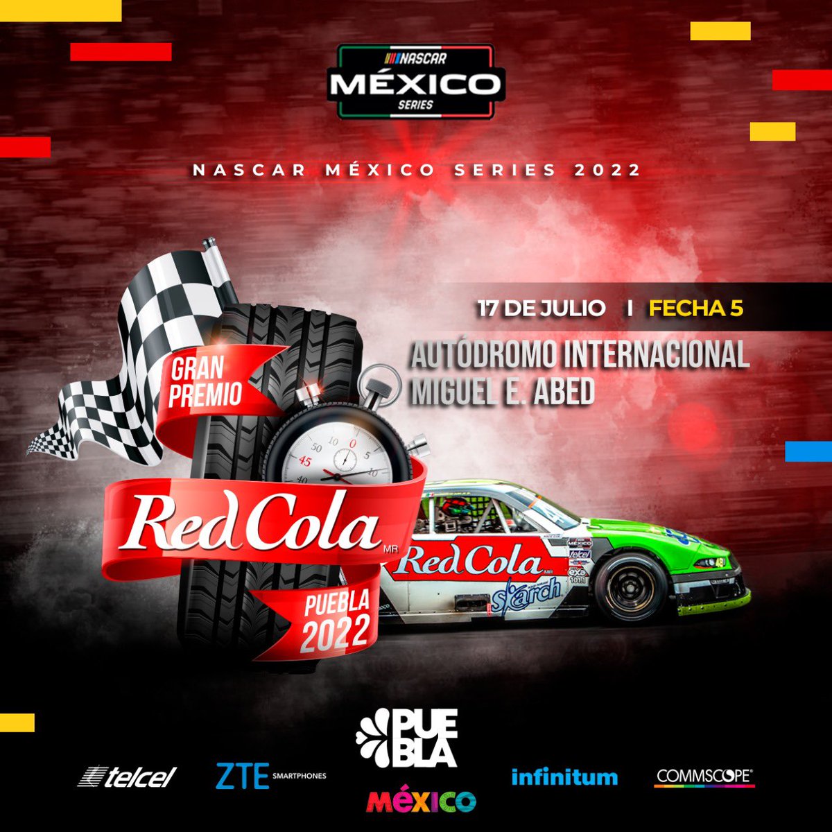 Femadac's tweet photo. Puebla recibe la quinta ronda de @NASCARMex este 17 de julio.

🎟 Boletos: https://t.co/NtKV5J5RNH
🏁 #ComisiónPista https://t.co/kMvZGI58My