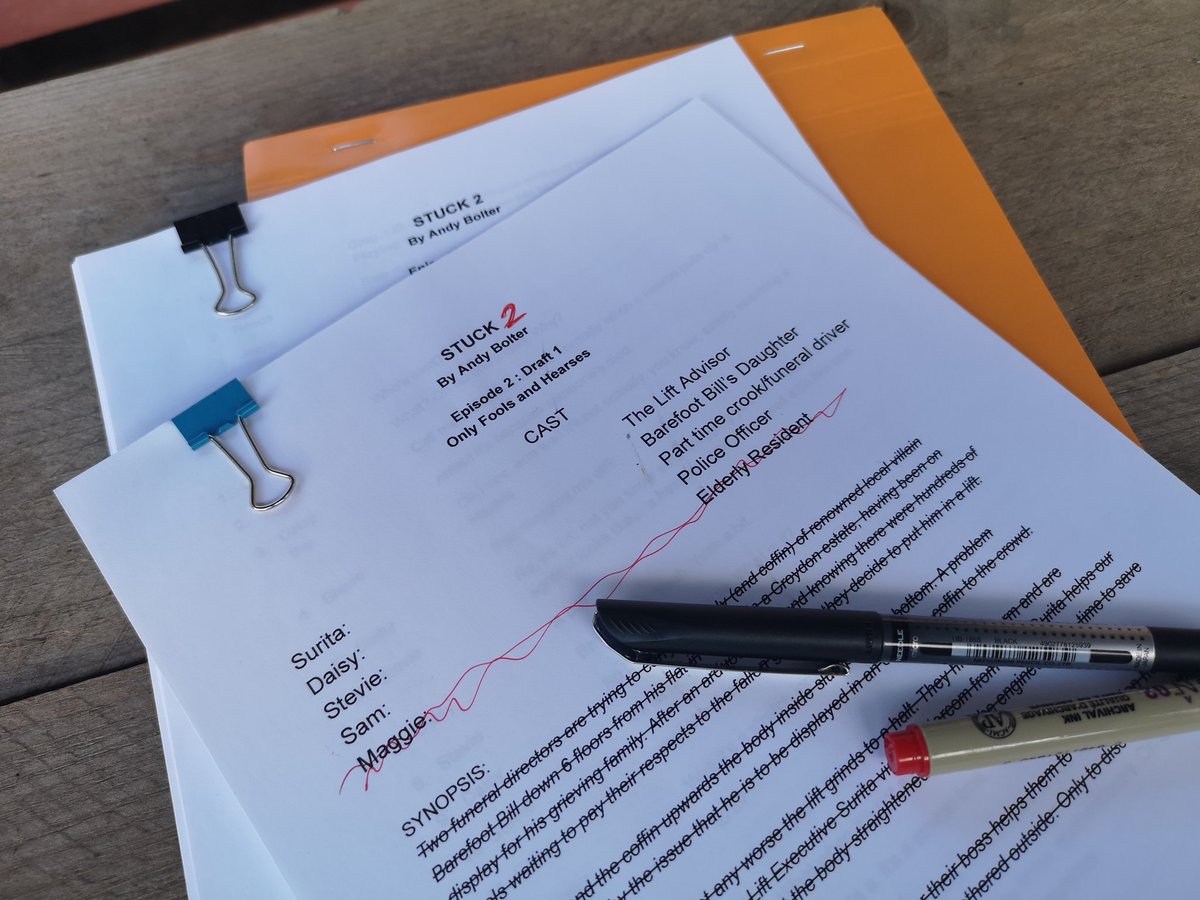 The first drafts are the worst drafts.

But after a lot of stop-starting, navel-gazing and head-scratching we now have a couple of scripts that are ready for some red pen.

Thanks for the patience, Surita is only a short-ish buzz away.
#STUCKACOMEDY