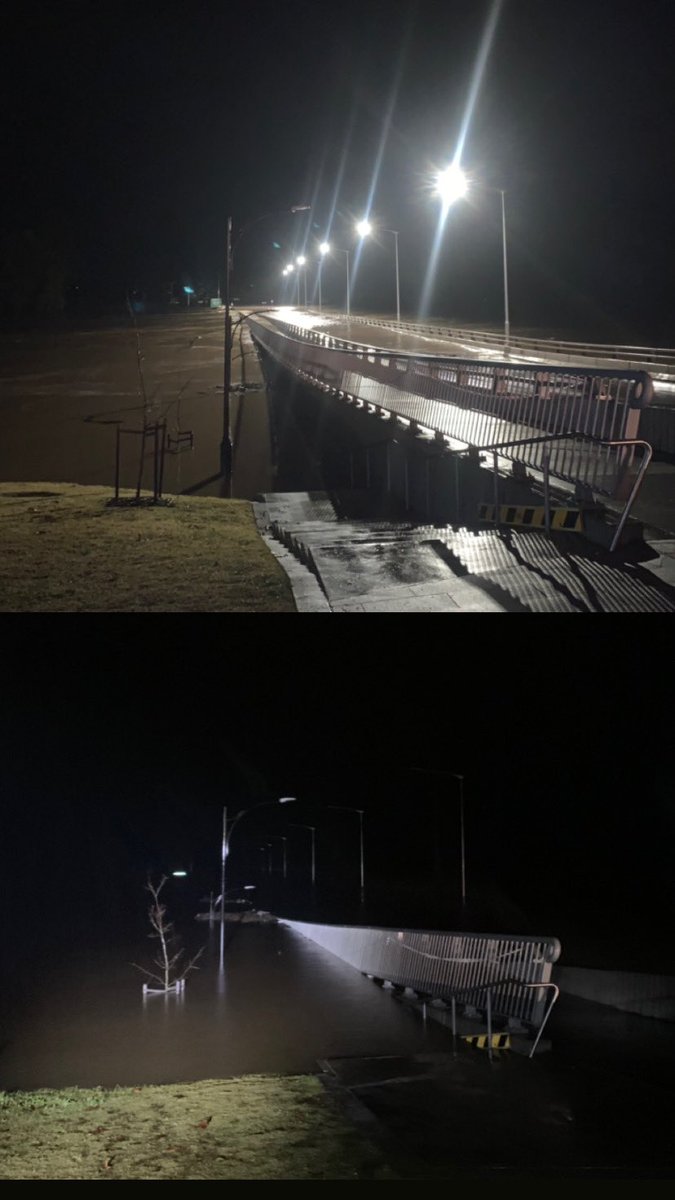 Carmen_0il's tweet photo. 24 hours difference - the Hawkesbury River at Windsor. 13.83m and rising. The biggest flood here in 2 years. The human toll is massive. Residents are frustrated, angry and feel helpless against the elements. They only just finished cleaning up from April/March - now this. Again. https://t.co/yetNkvbckZ