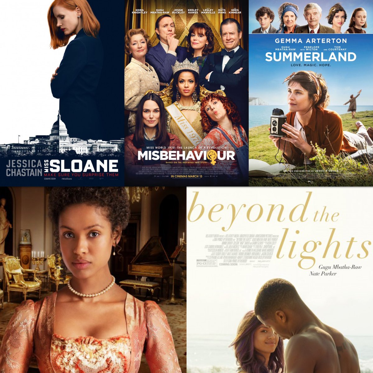 In a perfect world Gugu Mbatha-Raw has 4 Oscar nominations including a win :

2013 - Belle (lead) WIN
2014 - Beyond the lights (lead)
2016 - Miss Sloane (supporting)
2020 - Misbehaviour / Summerland (supporting) https://t.co/zysdz4boN3 https://t.co/3OdpTo1uRg