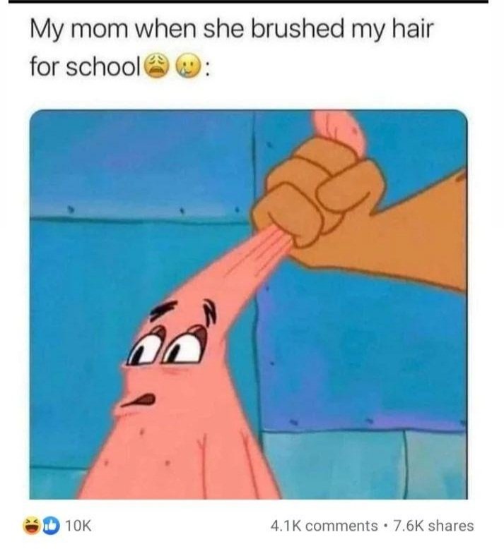 CardeeV's tweet photo. That used to be the worse with her heavy handed self. @ShakiaNeal9 😭😭😭 #Mom #heavyhandedproblems #hairstyle #hairproblems #brushinghair #oldschool #oldshoolproblems https://t.co/TQEQo2tHOR