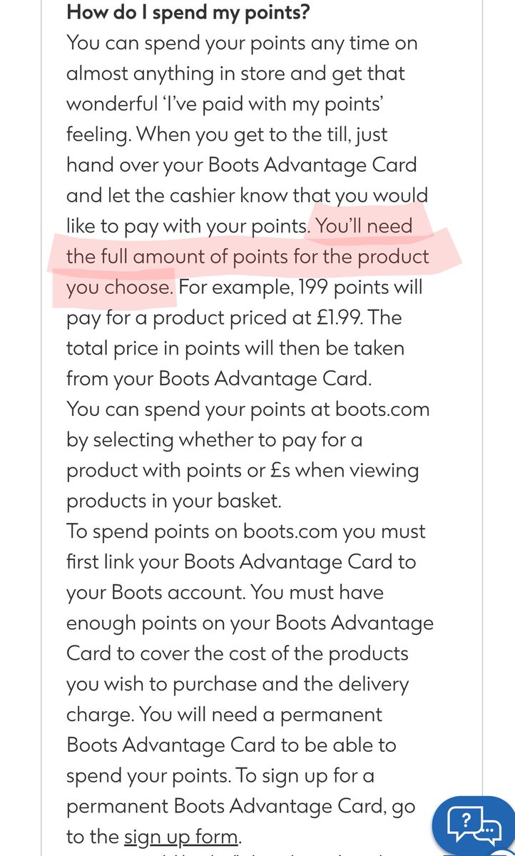 Dear <a href="/BootsUK/">Boots</a> 
Your point spending policy is disappointing. I wish I had taken my money elsewhere, where loyalty is rewarded properly, like <a href="/nectar/">Nectar</a> 
Not being able to pay in part with my points is just a way of preventing customers from buying anything meaningful. Not cool! Bye.
