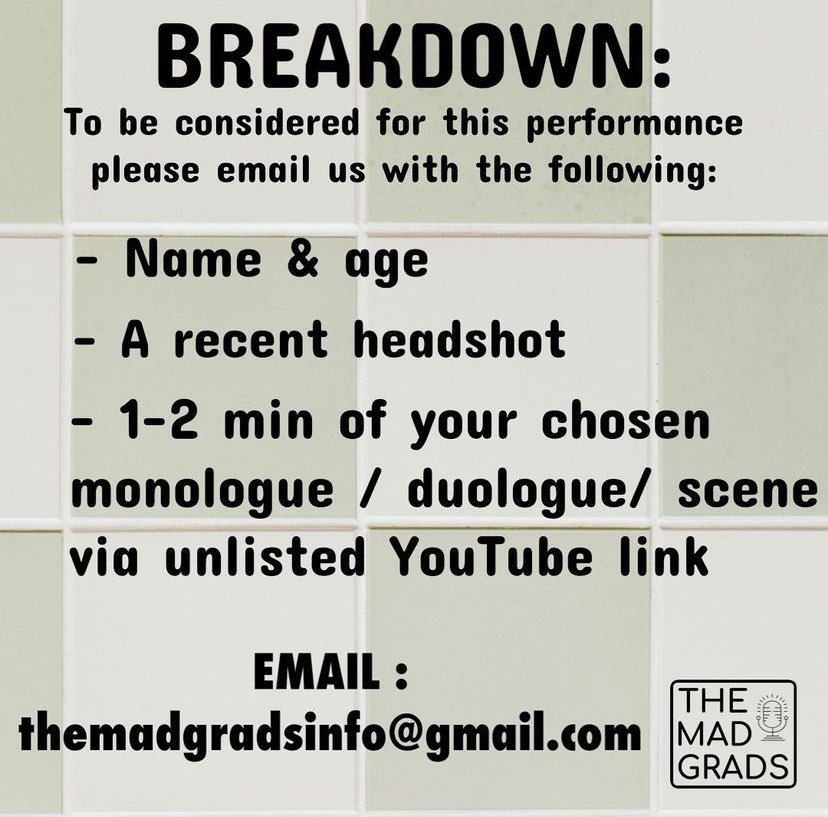 2/3 Please get in touch and send us your favourite monologue, duologue or scene work to be considered for our night full of sharing stories. You can submit as a solo, pair or group to showcase your talent🙌 

#actor #castingcall #northernbasedactors #manchesteractors