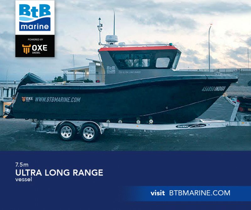 btb_marine's tweet photo. Our 7.5m Ultra Long Range 750ULR workboat series is designed for a trailer. It is powered by a 200Hp @OXEDiesel outboard, giving it a range of 600 nautical miles at wide-open throttle and requiring only 200-hour service periods. 
#dieseloutboard #ultralongrange #workboat #BtB https://t.co/z0IcoCOSbM