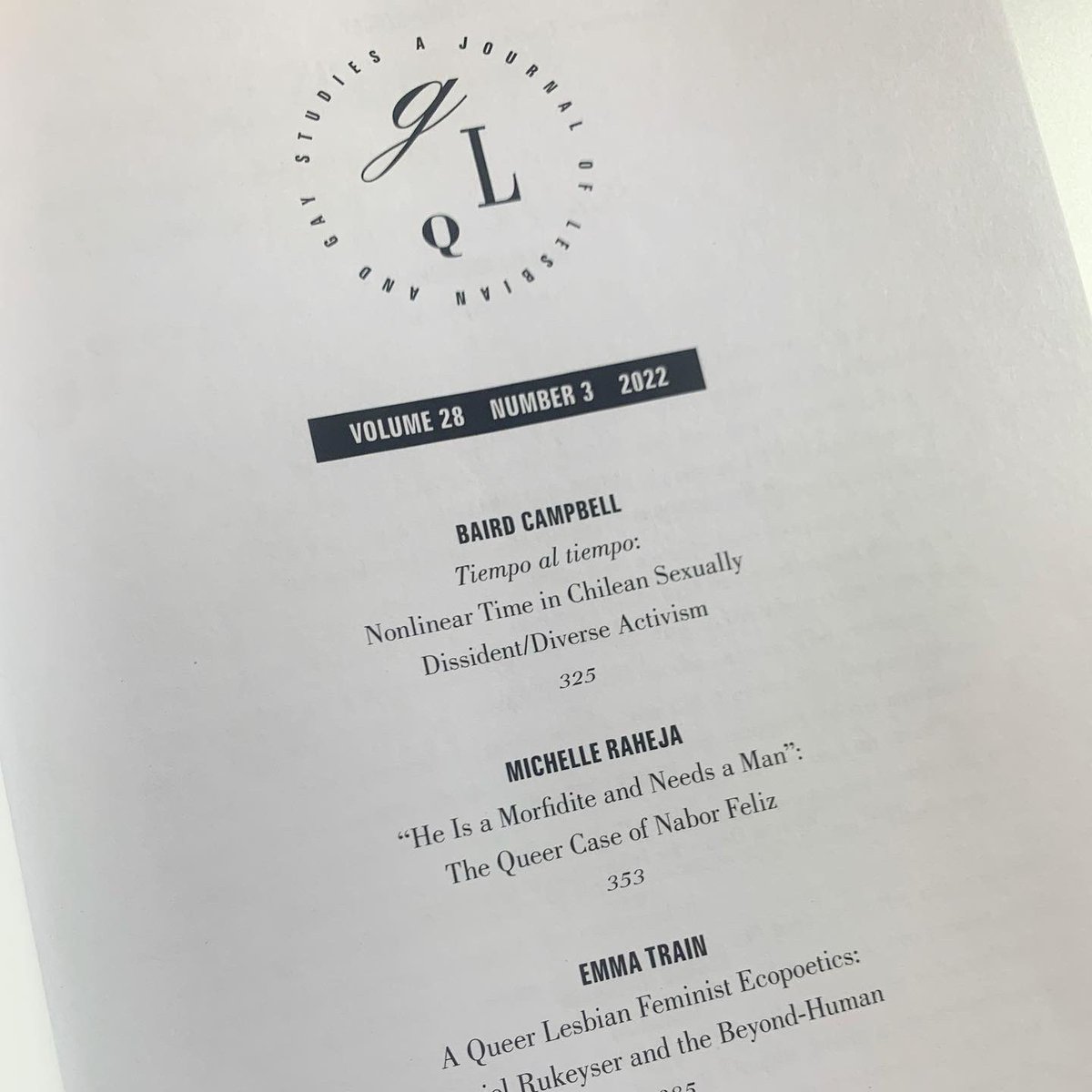 CSWGSRice's tweet photo. All of us here at #CSWGS are incredibly proud of alum and former media specialist @BairdCampbell, whose article, "Tiempo al tiempo: Nonlinear Time in Chilean Sexually Dissident/Diverse Activism" was just published in @GLQMLA! Check it out at https://t.co/8JH6dRhwU4 🕰️🏳️‍⚧️ https://t.co/PgXPbQyhL7