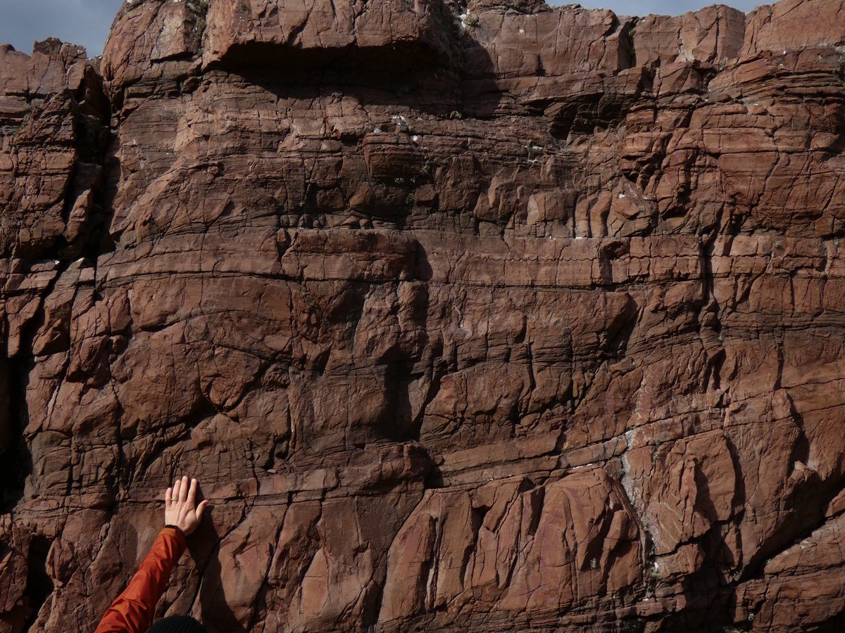 j_s_mcleod's tweet photo. Perplexing seaside outcrop of 1.2Ga fluvial sediment… Bar accretion and odd scale cross-stratification; ripple marks; mud desiccation cracks; sedimentary structures at odd parts of the bedform phase diagram! 🤔🏞🌊 https://t.co/G5JQ6x06MM