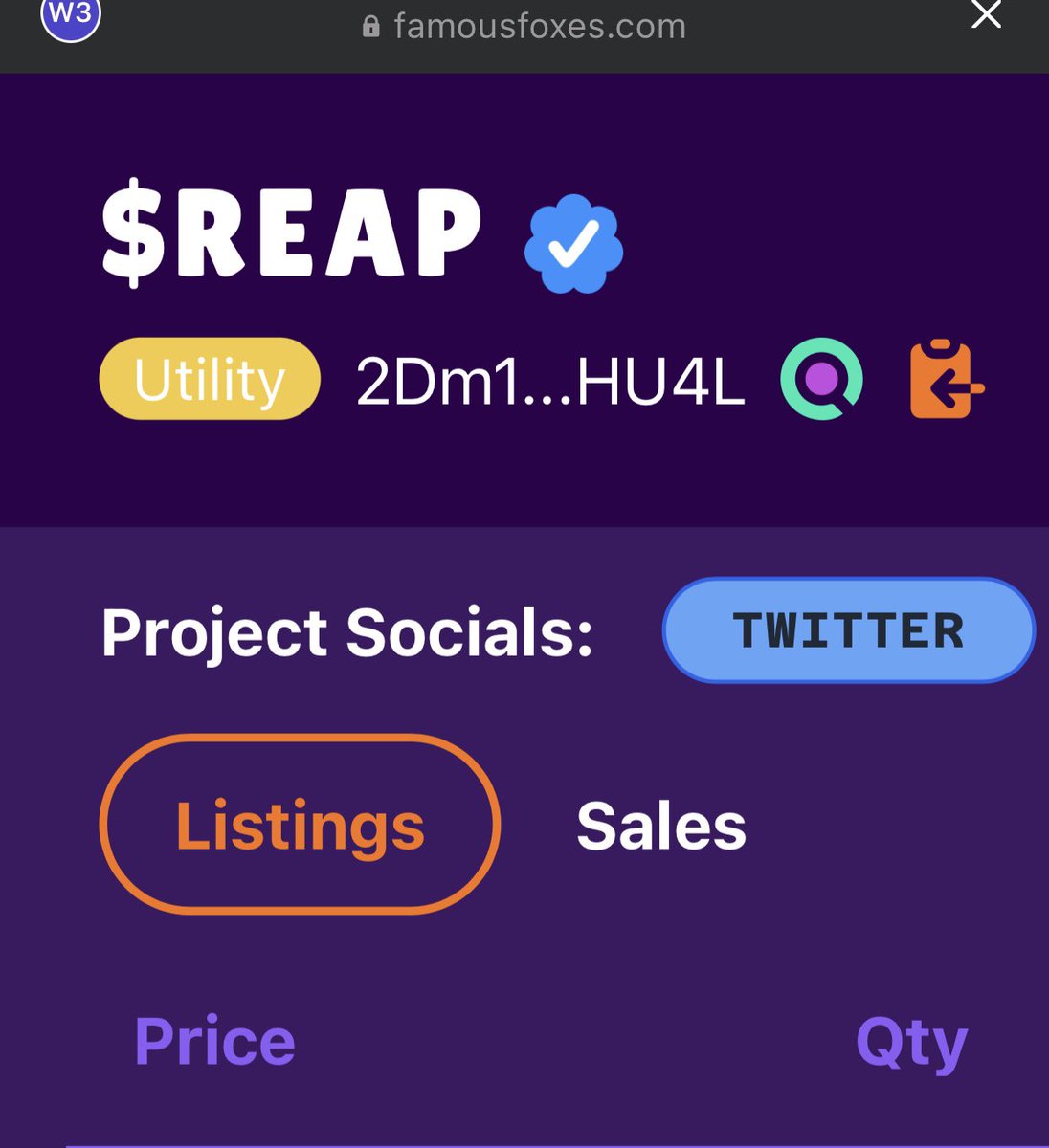 Reap token is now fully verified on <a href="/FamousFoxFed/">Famous Fox Federation 🦊🟠</a>