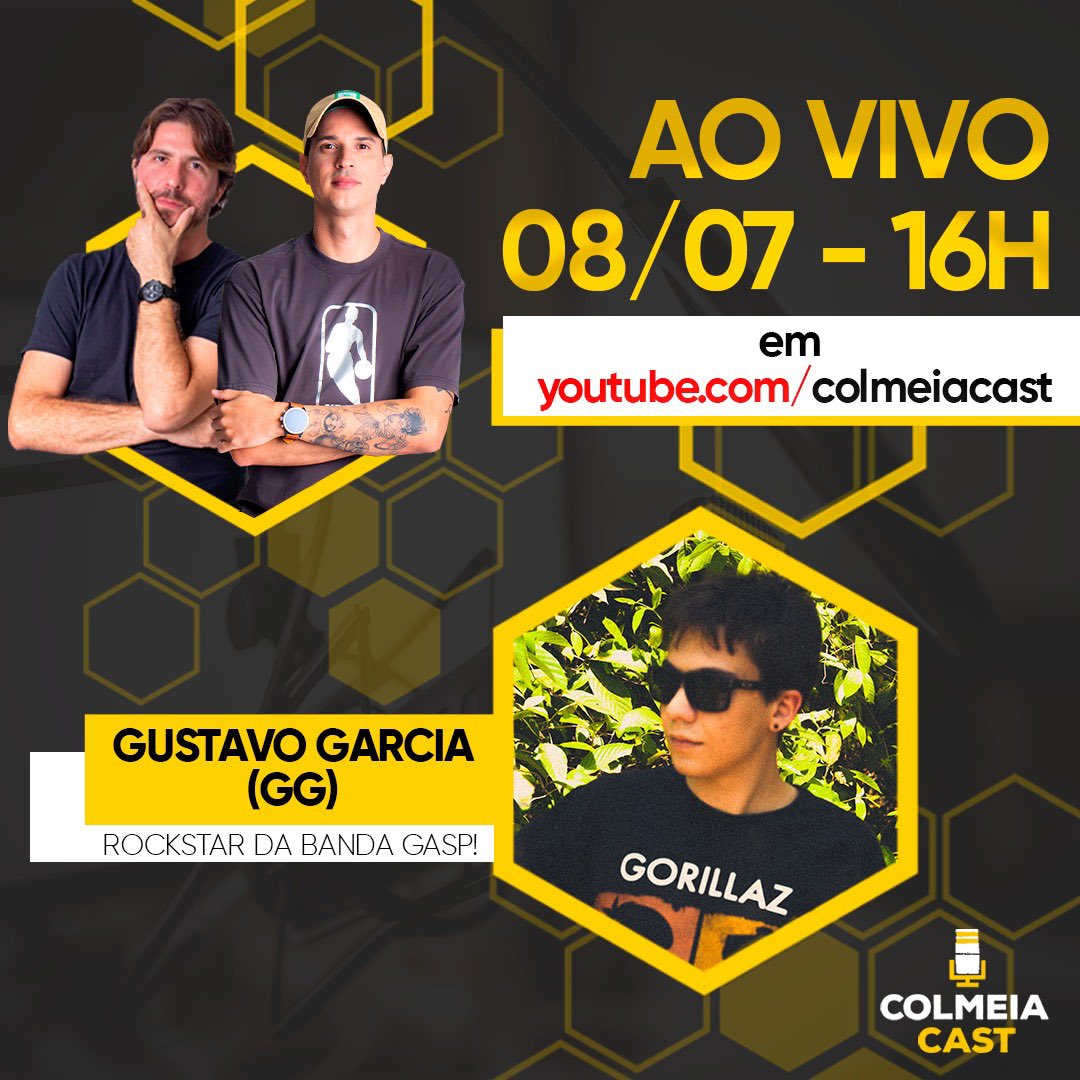BandGasp's tweet photo. Alou Alou! Dia 08/07 Sexta - Feira, as 16h o GG vai no Colmeia Cast falar potoca!
Não percam!
https://t.co/w1cpArWkvy https://t.co/MfVUlchO5H