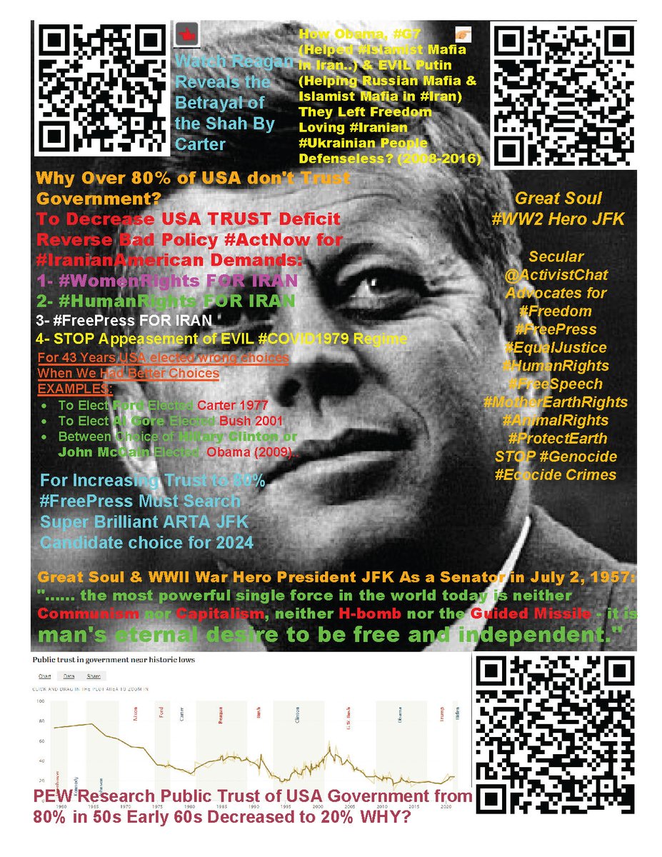 ActivistChat's tweet photo. Happy #4thofJuly #USA
TODAY LEADERS PUBLIC TRUST IS LESS THAN 20%, WHY?
How Can We Change &amp; Increase Public Trust to 80%?
#IranianAmerican #Iranian #Iran STAND FOR #Freedom #HumanRights #EqualJustice #FreePress &amp; Support Secular #FreeIran Leadership @PahlaviReza @ShahbanouFarah https://t.co/nPs5yEVIj1