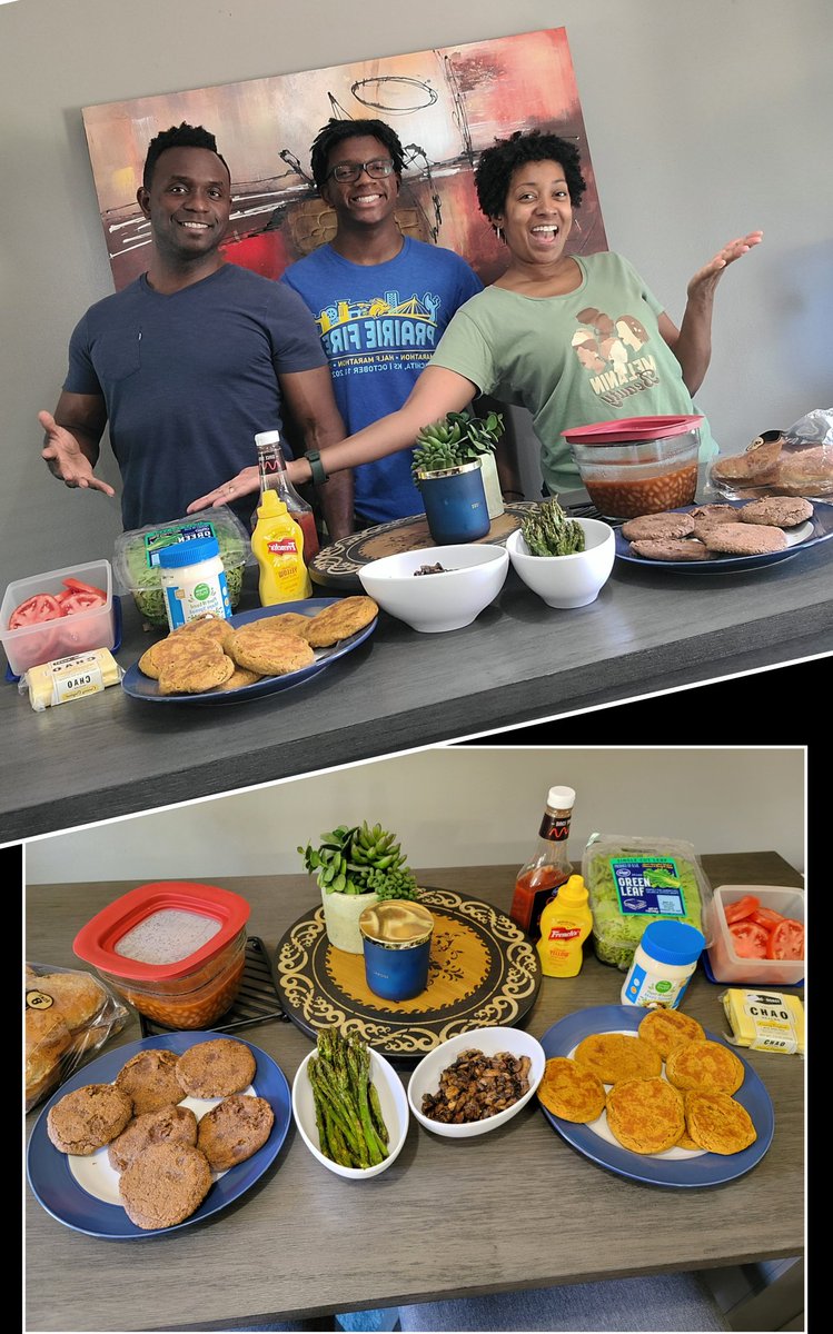 So proud of us 😁. It was ALL hands on deck for our holiday eatings. We made 2 nutrient-rich #vegan burger patties, a #blackbeanburger and a #chickpeaburger. AND sautéed mushrooms, roasted asparagus & baked beans. Too good. #yum 😋 
#family #healthyfood #love #TheDyers #july4th