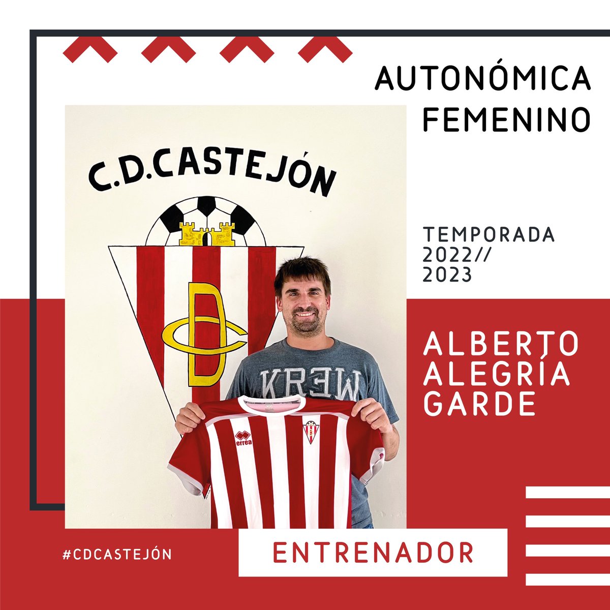 🔴⚪ Alberto Alegría Garde 'Tito', Castejón 1988 Entrenador del primer equipo femenino del Club Deportivo Castejón Título de entrenador UEFA pro 3 años en fútbol base 1 año en el Femenino del CD Castejón 4 años entre alevines, infantiles y cadetes del CD Lourdes