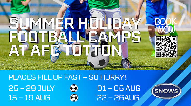 ⚽️🏃‍♀️🏃‍♂️The School Holidays are just around the corner! Book your child's place today. Prices from just £25. 🏃‍♂️🏃‍♀️⚽️

afctotton.com/news/school-ho…
