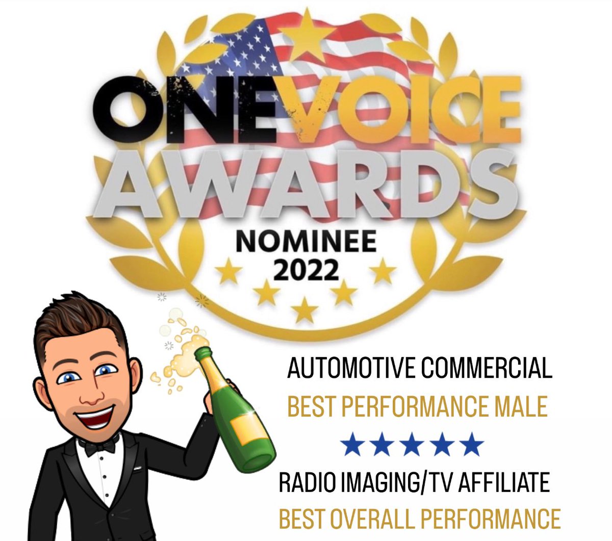 I am truly honored to be a nominee in two categories for this year's One Voice Awards. I would like to congratulate my industry peers on their nominations as well. See you August 6th in Dallas, TX. #OneVoiceAwards #OVC22 #OneVoice #voiceactor #actor #voiceover #voice #VO #awards