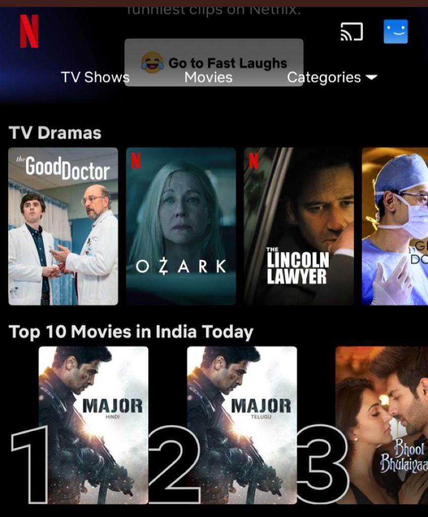 AdiviSesh's tweet photo. #MajorTheFilm 

Takes

Over

India. 

Both versions. #Hindi and #Telugu 

#MajorOnNetflix https://t.co/JOTt0v8VTj